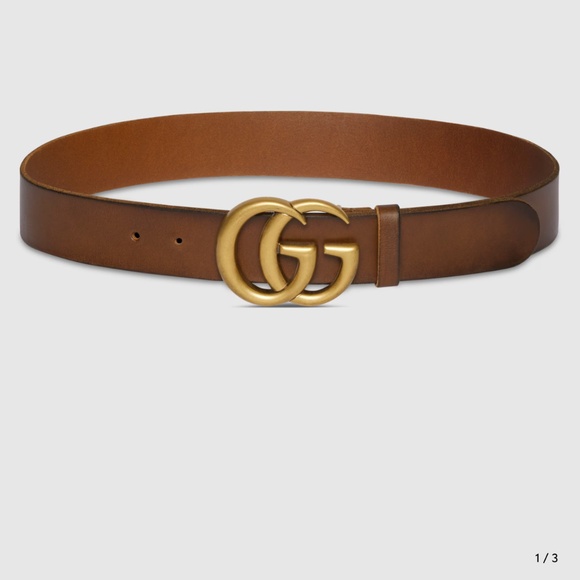 NWT GUCCI GG MARMONT WIDE BELT BROWN Gold Buckle 90M $570 Retail Authentic - Picture 2 of 16
